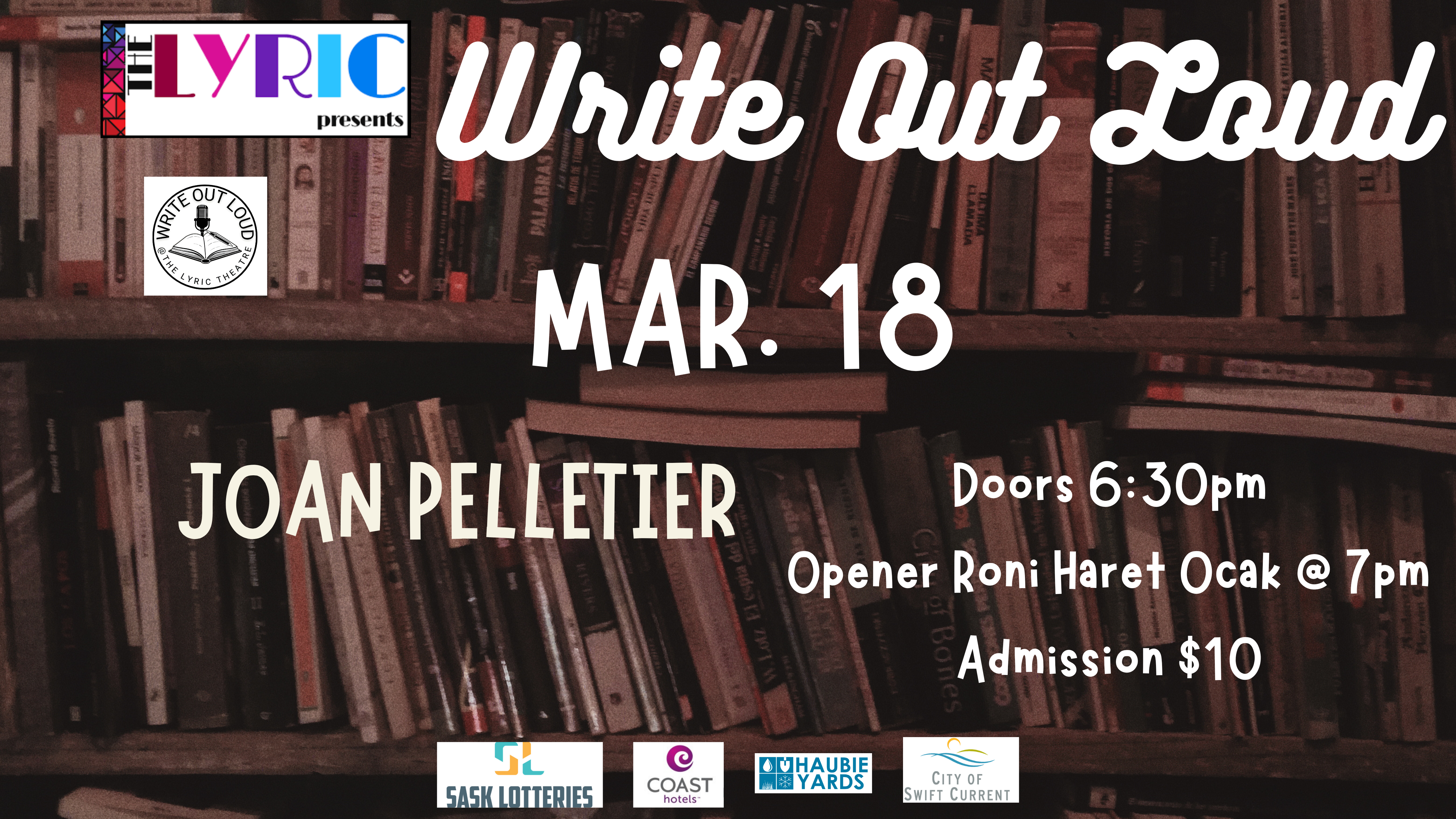 Write Out Loud with Author Joan Pelletier – Tickets at the Door     